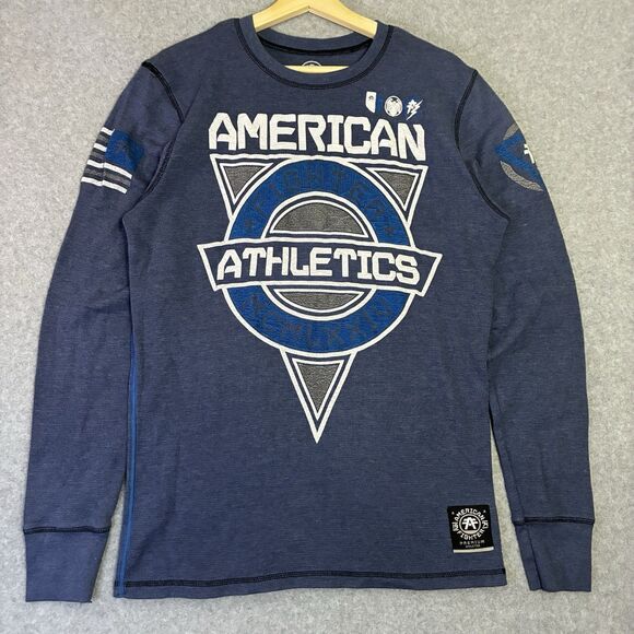 American Fighter Long Sleeve Graphic Thermal Shirt Blue Mens Large - Picture 1 of 8